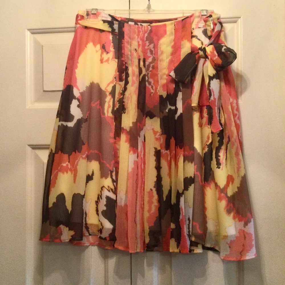 I.N. Studio Colorful Print Pleat Front Skirt